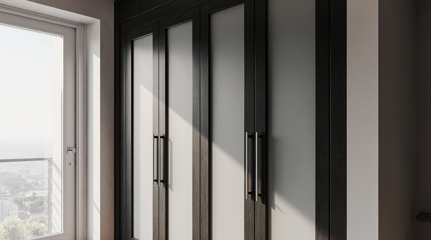 Black Pantry Door With Frosted Glass