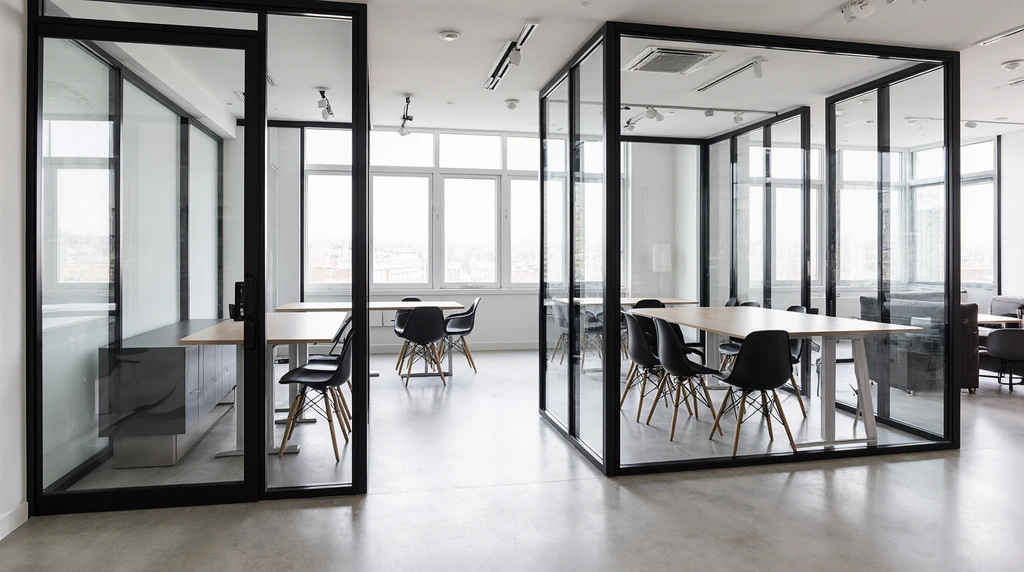 Black Framed Glass Room Divider